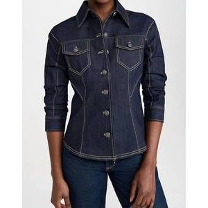 NEW CINQ A SEPT denim scrunch sleeve top in indigo